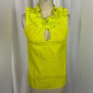 J. Crew Neon Green Swiss Dot Ruffled Sheer Tank Top X Small 0